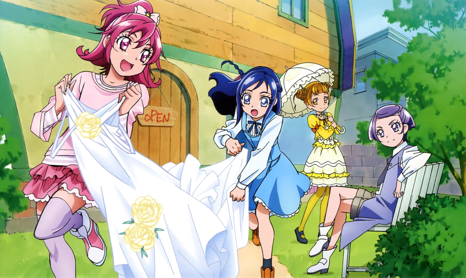 aida_mana dokidoki!_precure hishikawa_rikka kenzaki_makoto pretty_cure thighhighs ueno_ken yotsuba_alice