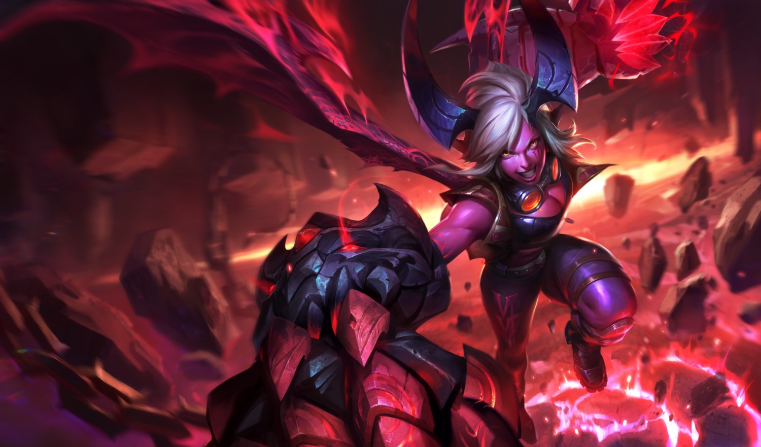 cleavage horns league_of_legends possible_duplicate tagme vi_(league_of_legends) wings