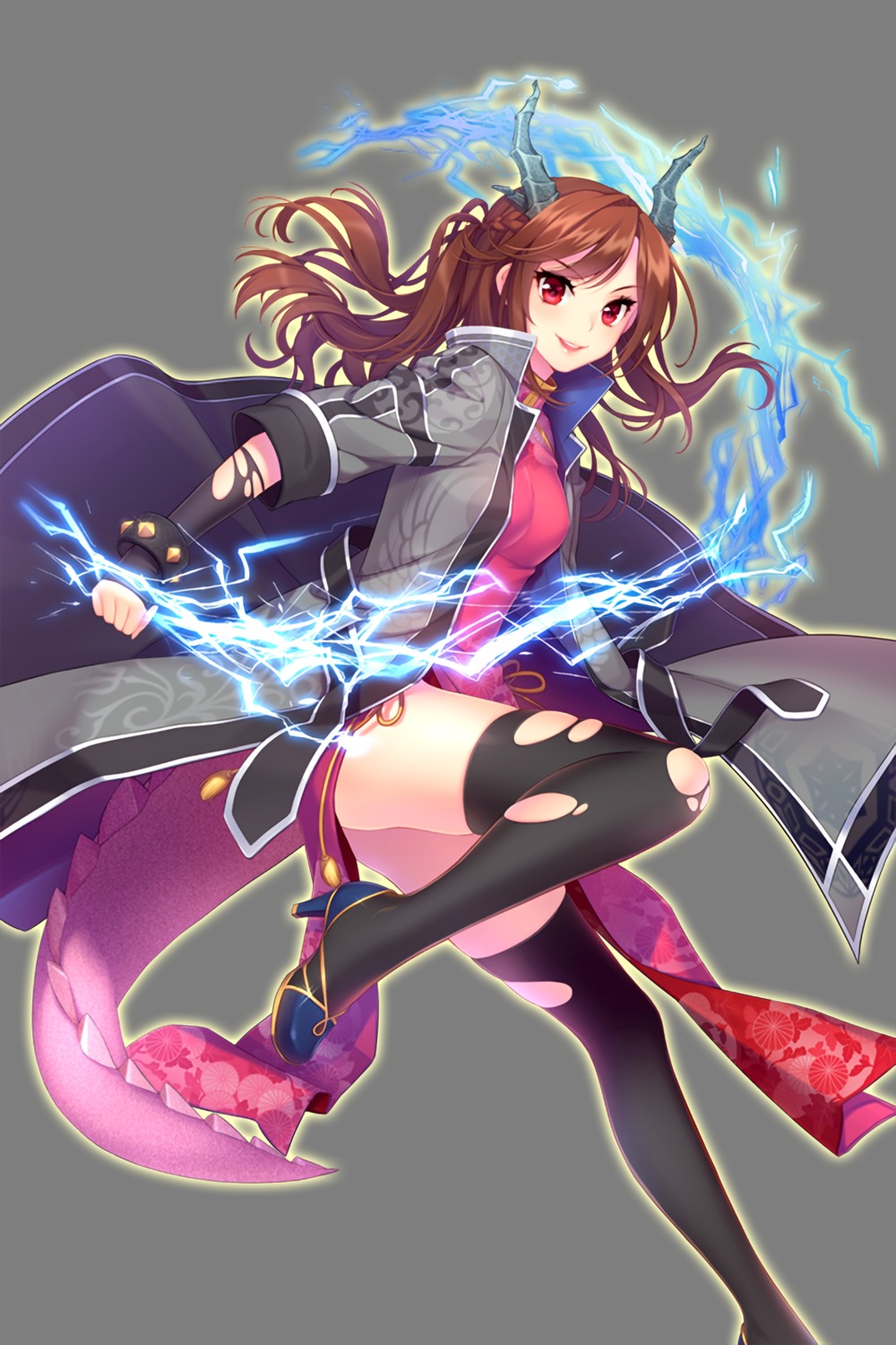 chinadress dmyo heels horns soccer_spirits tail thighhighs torn_clothes transparent_png