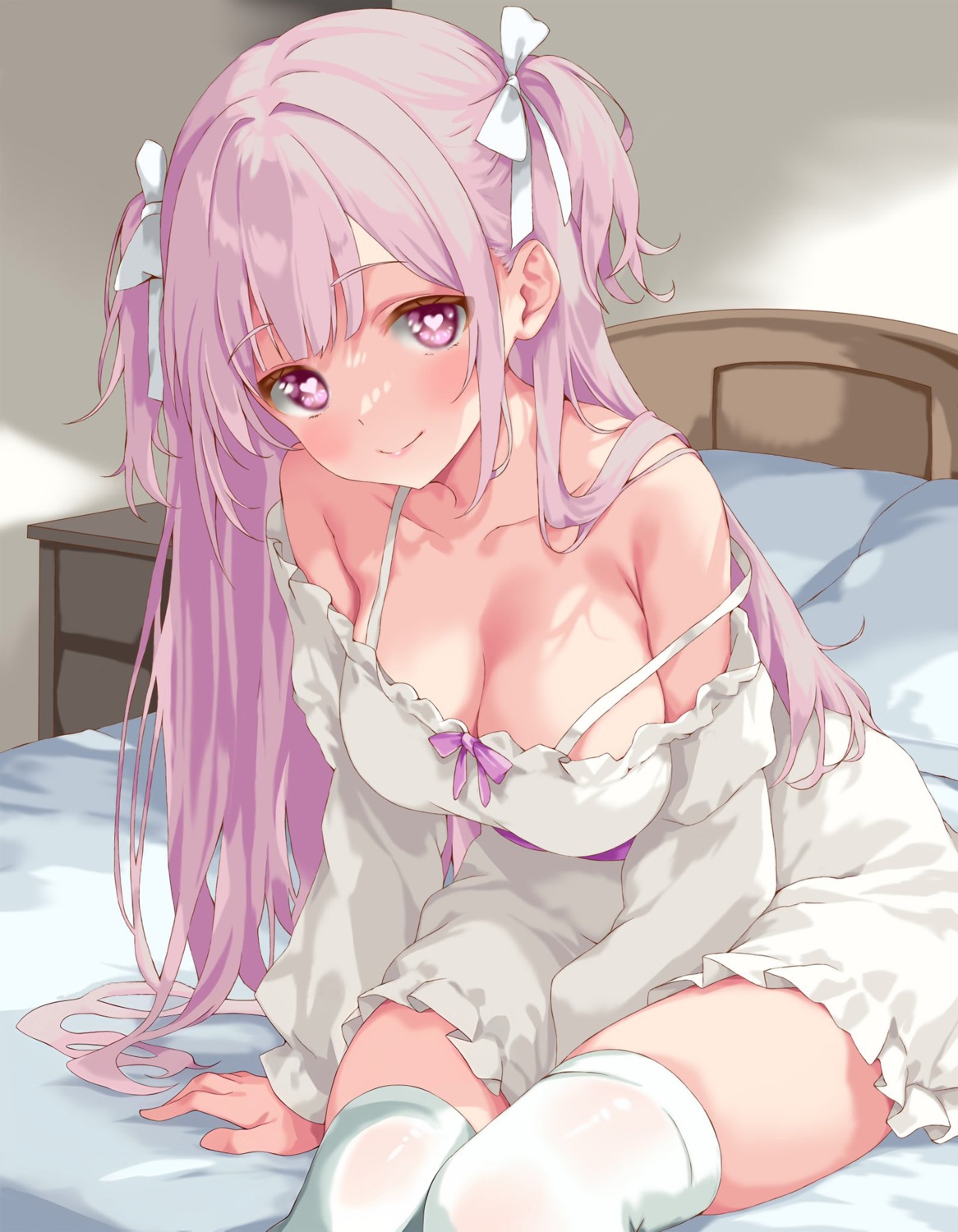 detexted dress iwato_(celler) no_bra thighhighs