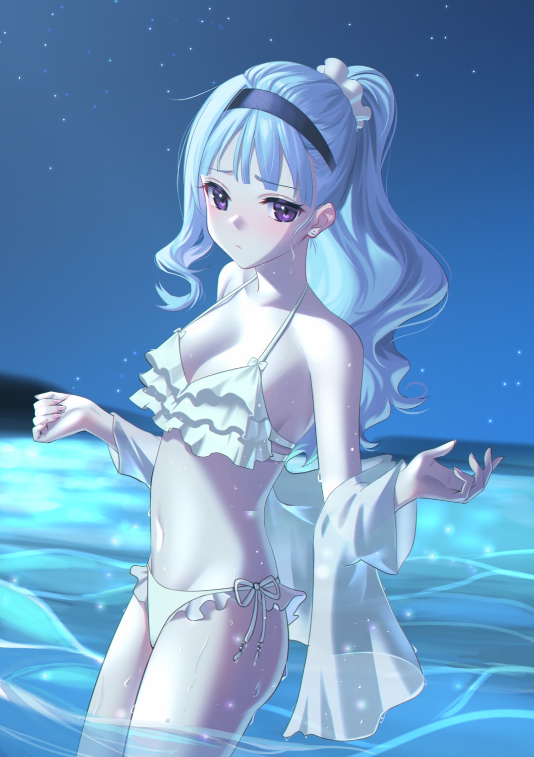 bikini gou_d open_shirt see_through swimsuits wet wet_clothes