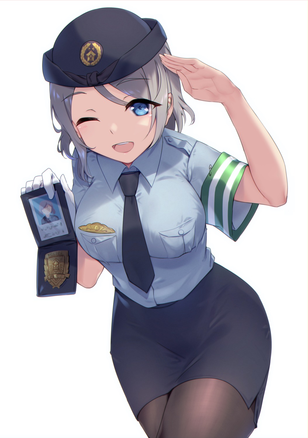 love_live!_sunshine!! pantyhose police_uniform watanabe_you yamaori_(yamaorimon)