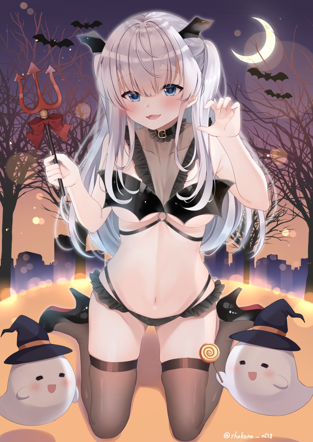 halloween heels mymerody4649 no_bra pantsu see_through thighhighs weapon