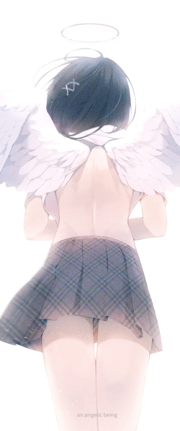 angel no_bra patch_oxxo seifuku shirt_lift wings