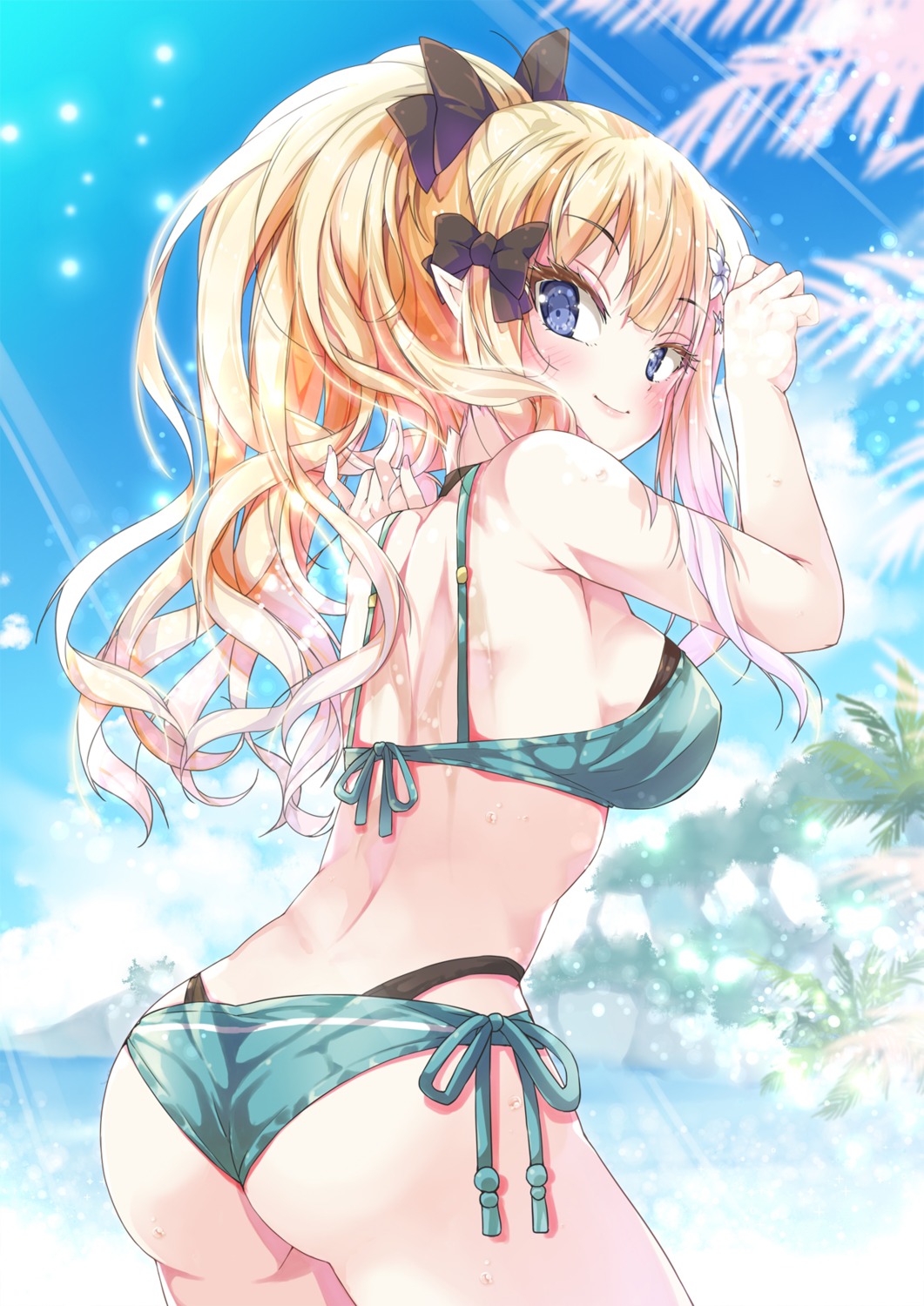 ass bikini pointy_ears porurin princess_connect princess_connect!_re:dive sasaki_saren swimsuits thong wet