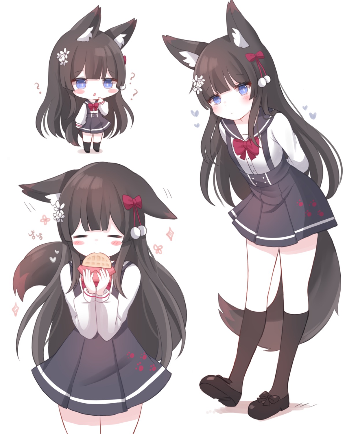 animal_ears chibi honyang kitsune seifuku tail