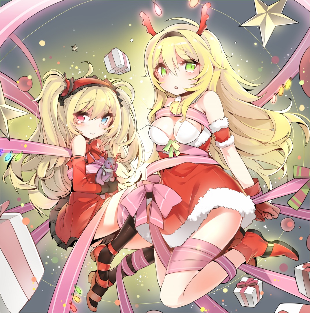 boku_wa_tomodachi_ga_sukunai christmas cleavage hasegawa_kobato heterochromia kashiwazaki_sena yuran