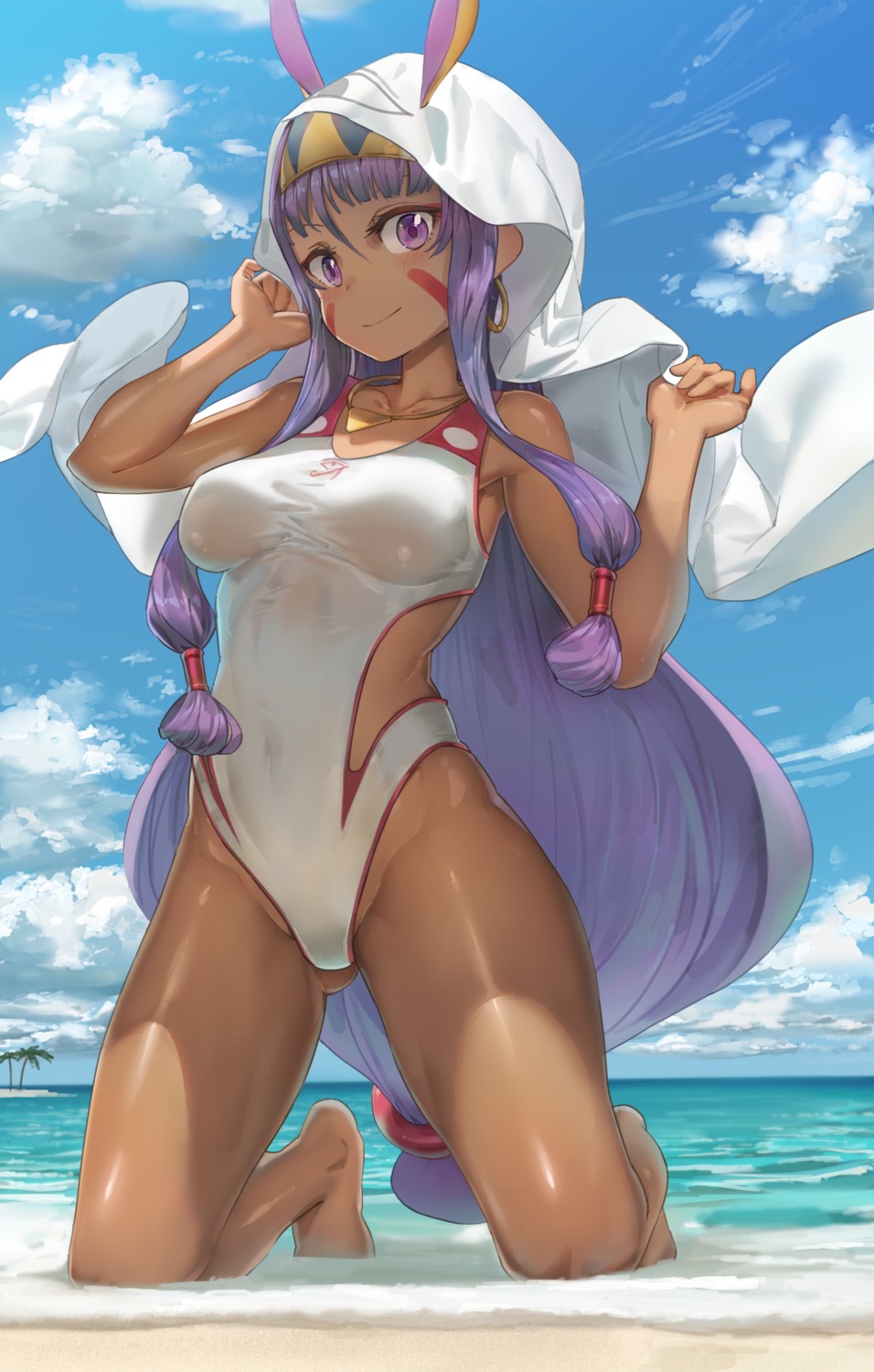 animal_ears bunny_ears fate/grand_order free_style_(yohan1754) nitocris_(fate/grand_order) swimsuits wet