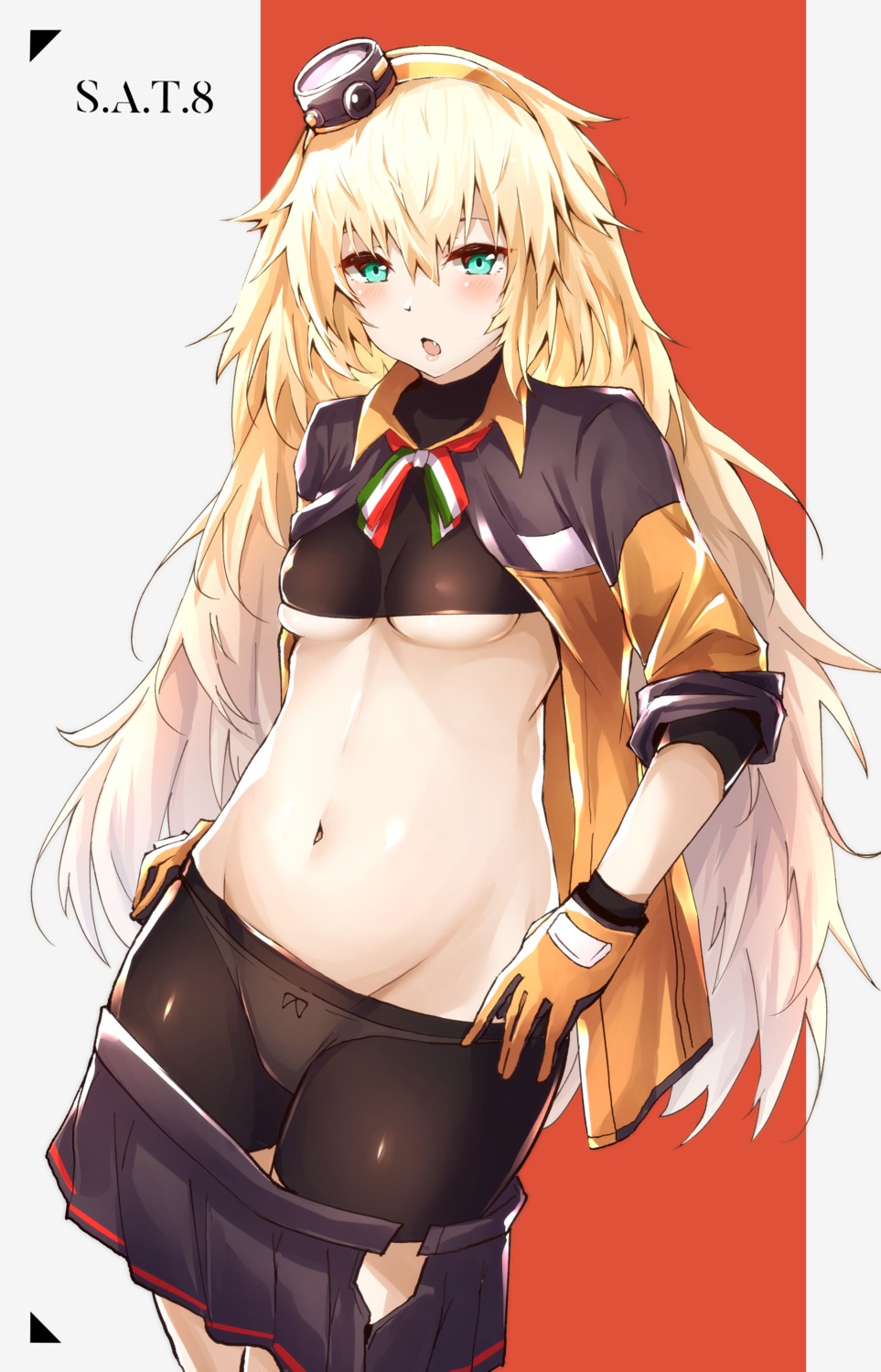 bike_shorts flugel girls_frontline no_bra pantsu s.a.t.8_(girls_frontline) underboob undressing