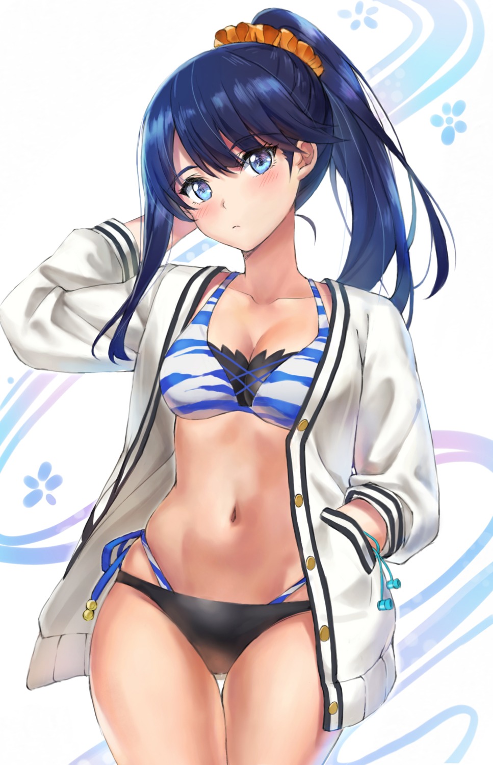 bikini cleavage open_shirt ssss.gridman sweater swimsuits takarada_rikka tonee