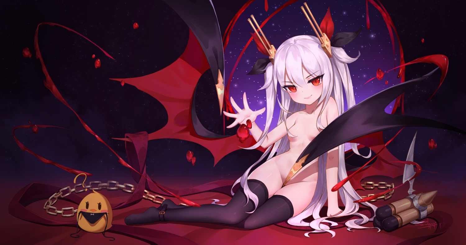 azur_lane blood loli manjuu_(azur_lane) naked pantsu string_panties thighhighs vampire_(azur_lane) wings xiaoxiao_nanjue_buyaokeng