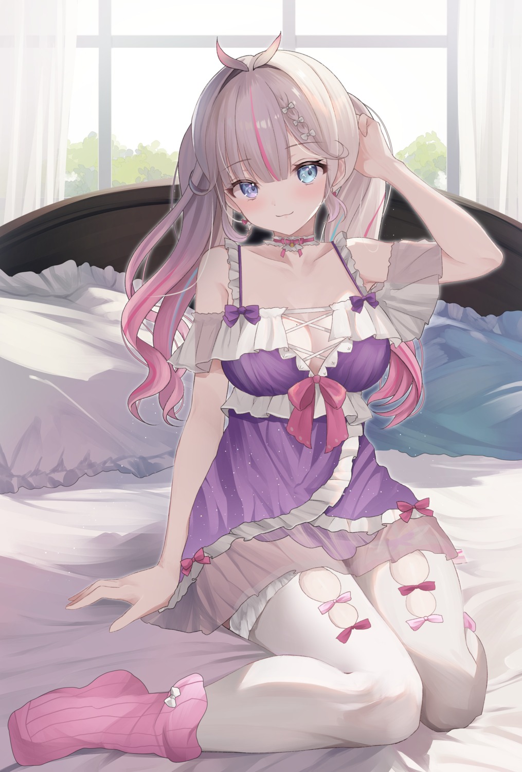 heterochromia kurage_cc lingerie see_through thighhighs toiki_ch. yasou_toiki