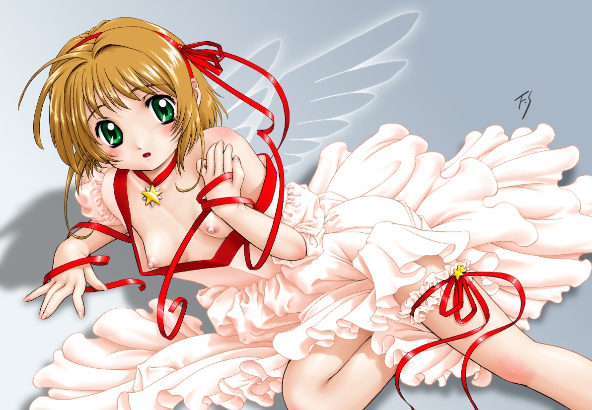 breasts card_captor_sakura fuji_shinobu kinomoto_sakura loli lolita_fashion nipples studio_implant wings