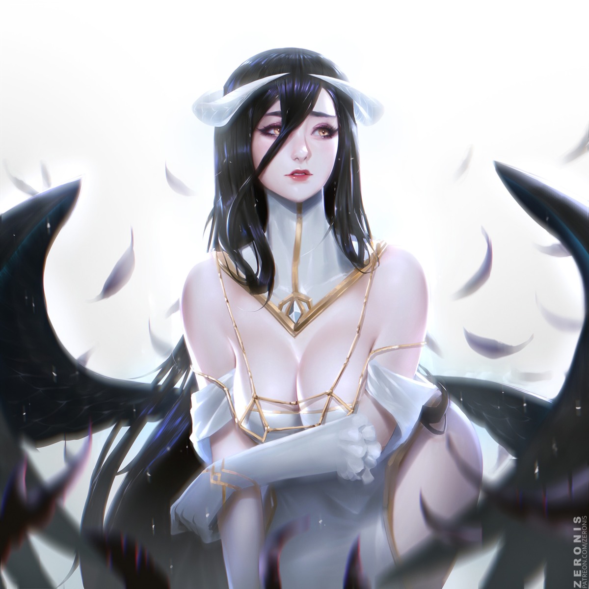 albedo_(overlord) cleavage horns overlord wings zeronis