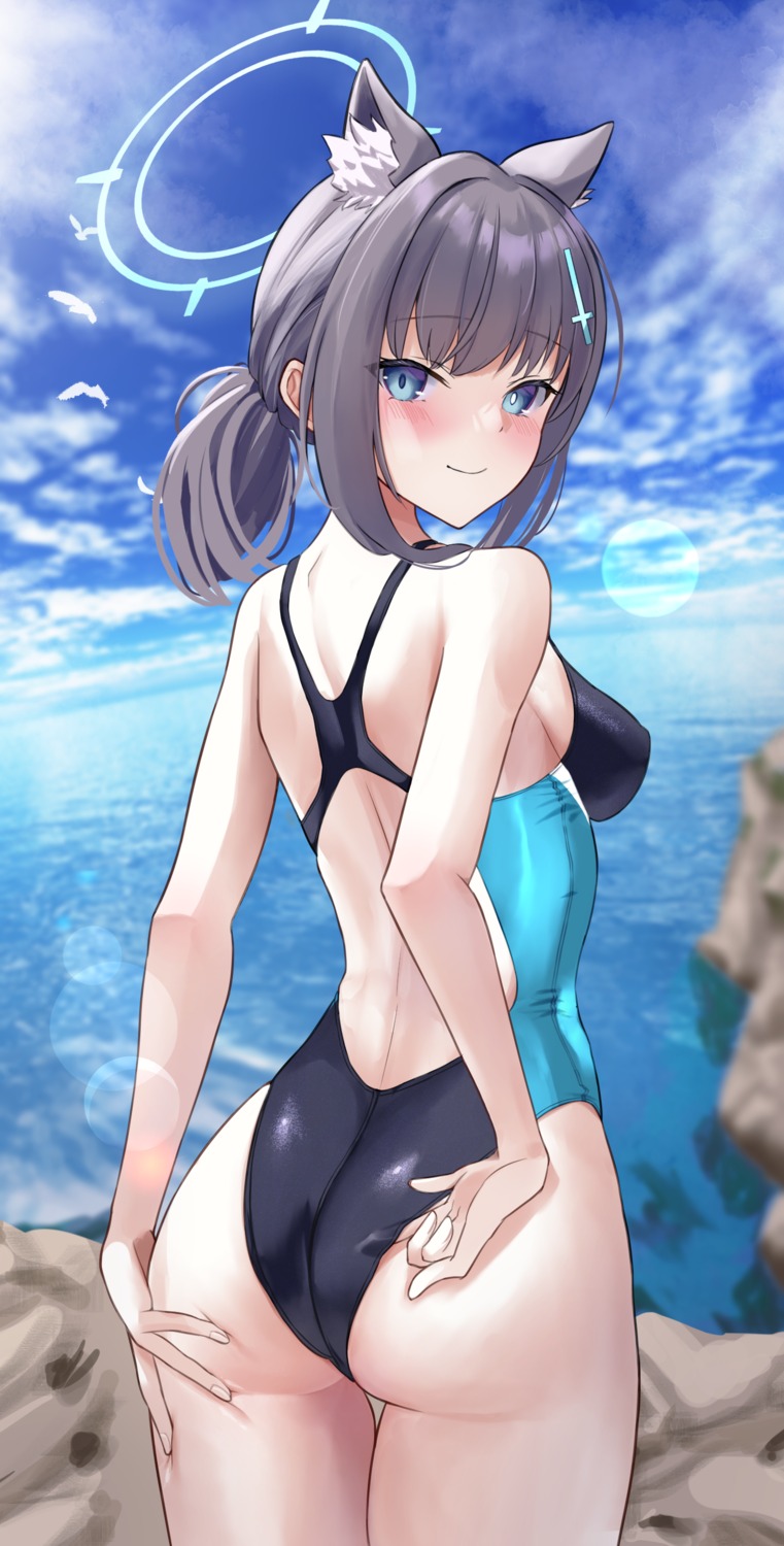 animal_ears ass blue_archive halo nekomimi sunaookami_shiroko swimsuits tatsumi_yashiro