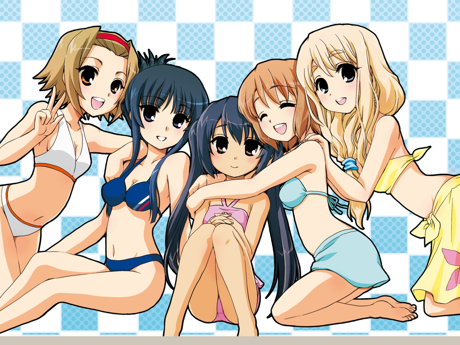 akiyama_mio bikini fujieda_miyabi hirasawa_yui k-on! kotobuki_tsumugi nakano_azusa swimsuits tainaka_ritsu wallpaper