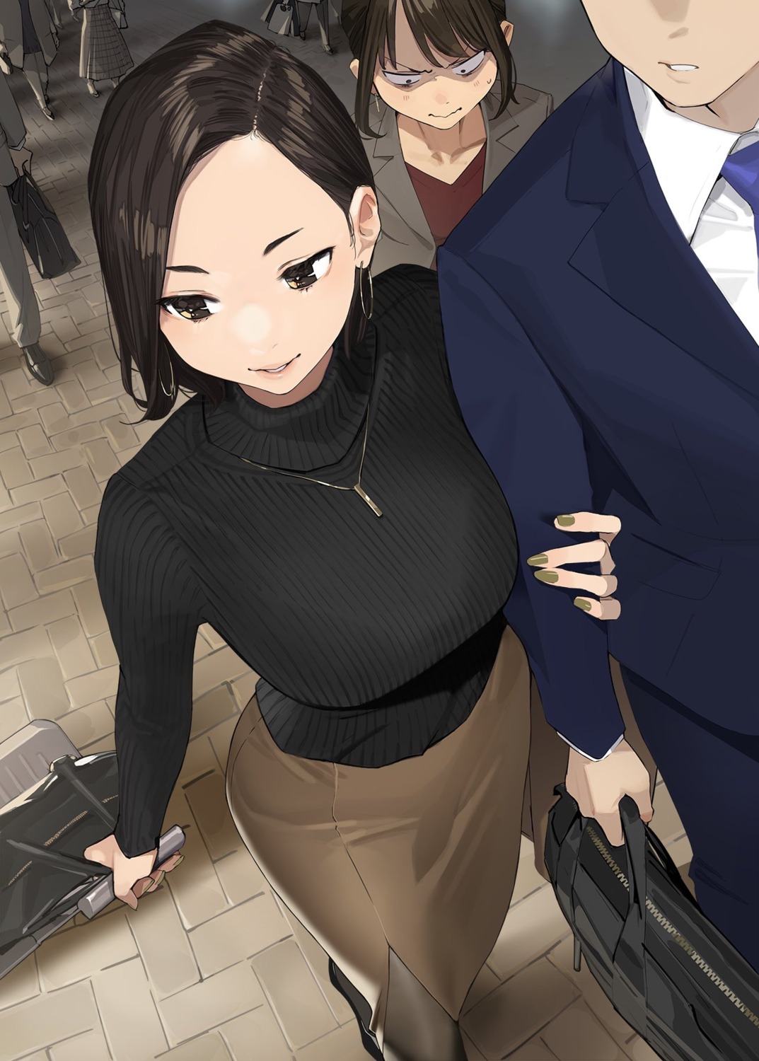 business_suit douki-chan douki-kun ganbare_douki-chan heels pantyhose sweater yom