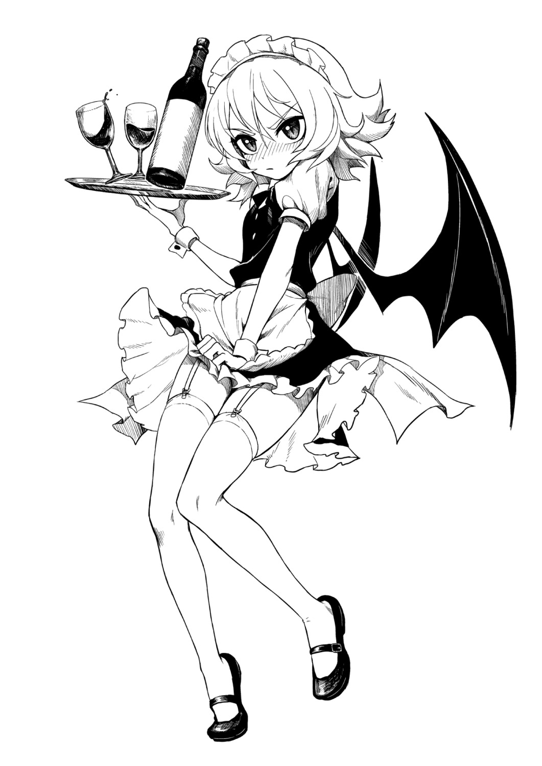 maid monochrome remilia_scarlet stockings thighhighs touhou wings zengxianxin