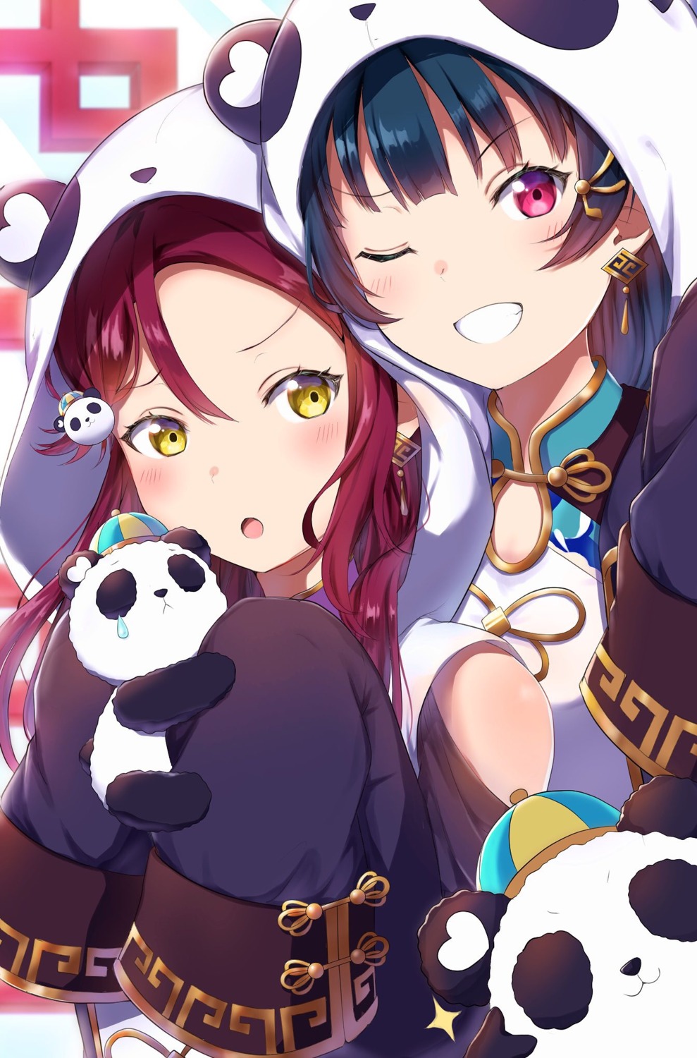 animal_ears asian_clothes cleavage love_live!_sunshine!! mia_(fai1510) sakurauchi_riko tsushima_yoshiko