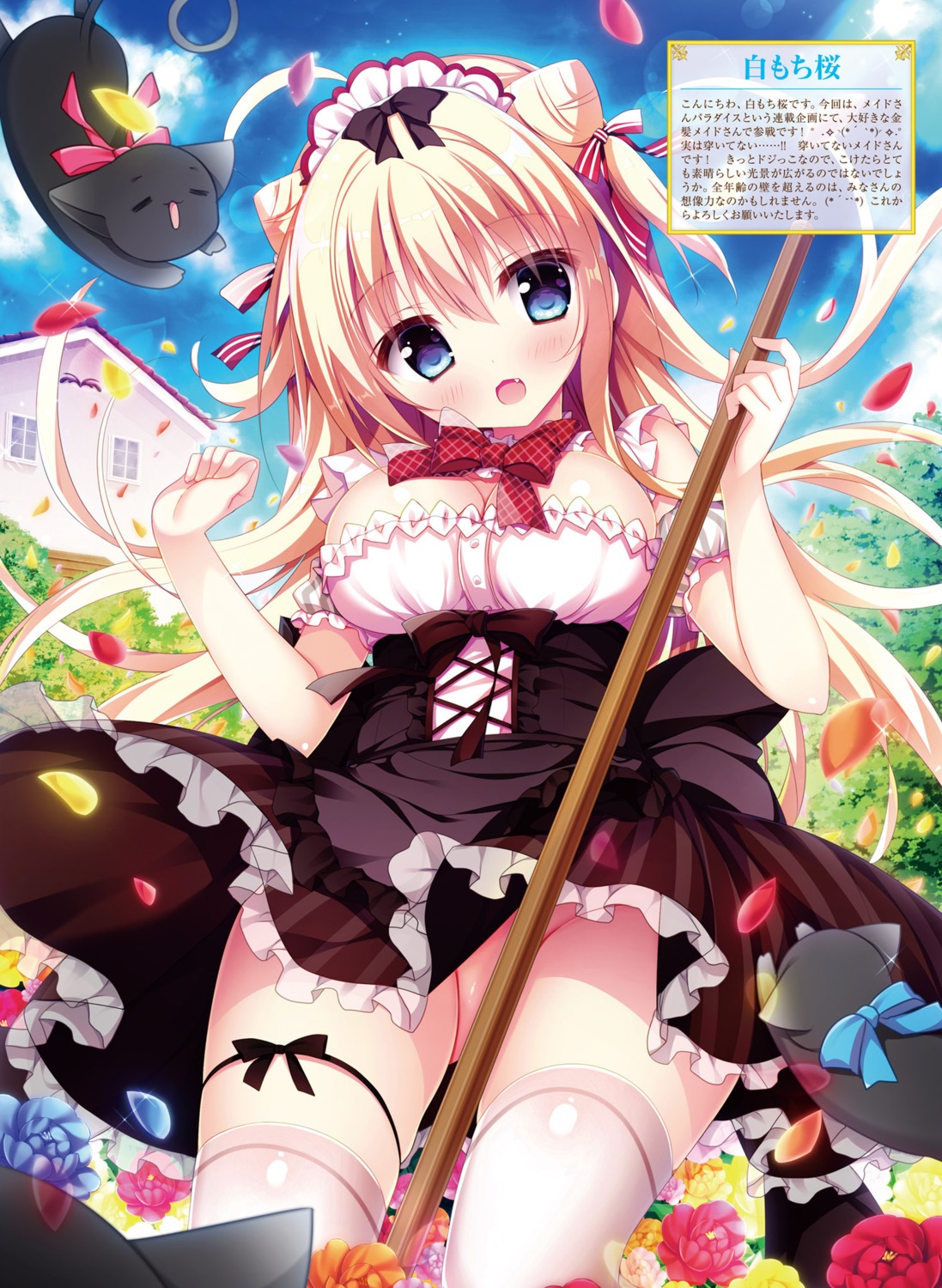 garter maid neko nopan shiromochi_sakura skirt_lift thighhighs