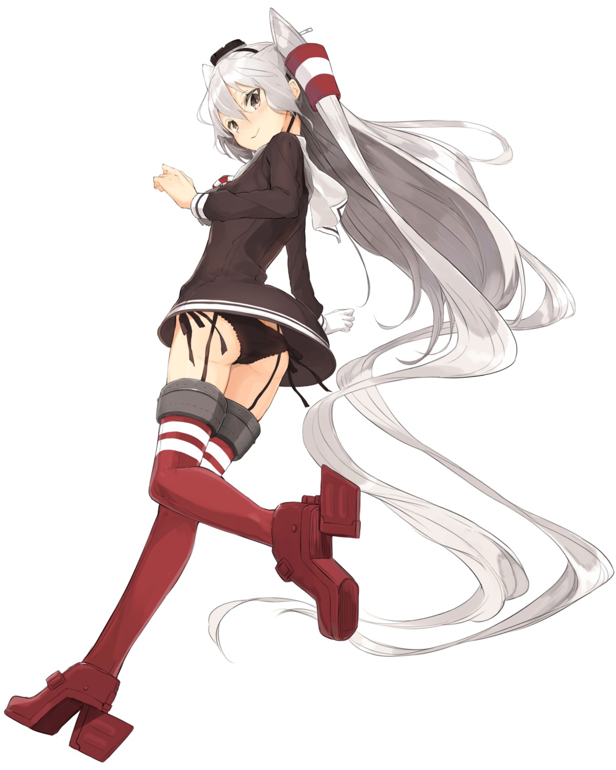 amatsukaze_(kancolle) ass heels kantai_collection miruto_netsuki pantsu seifuku stockings string_panties thighhighs