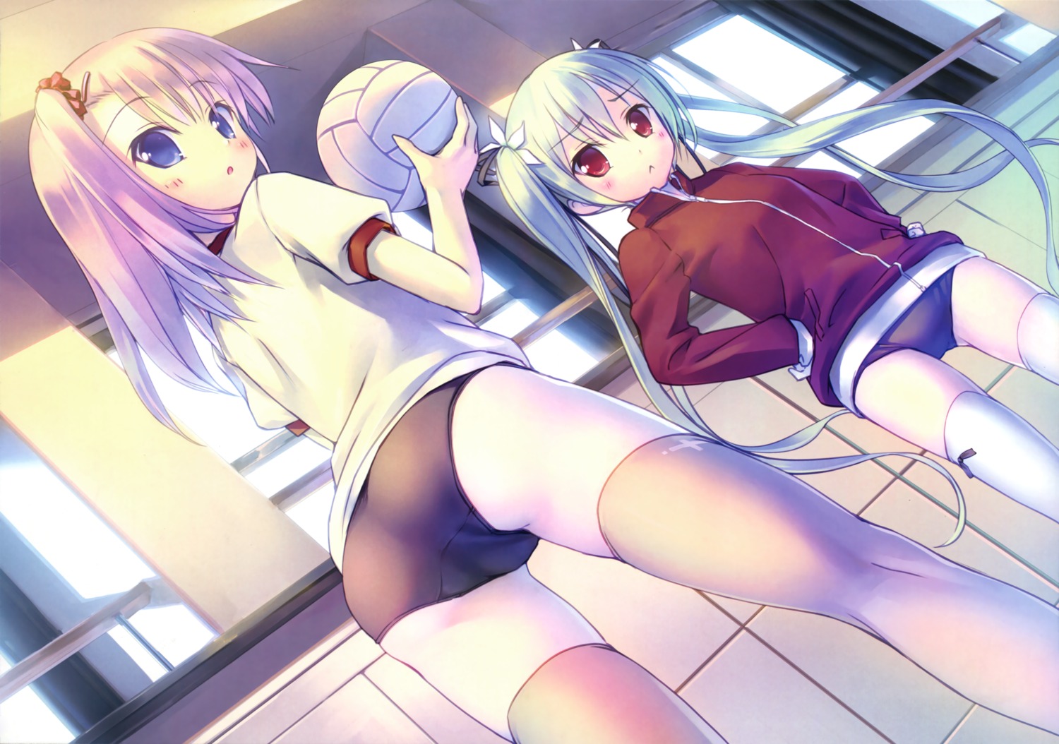 aete_mushisuru_kimi_to_no_mirai_~relay_broadcast~ ass buruma gym_uniform manabe_kei sawatari_nanagi takoyaki thighhighs