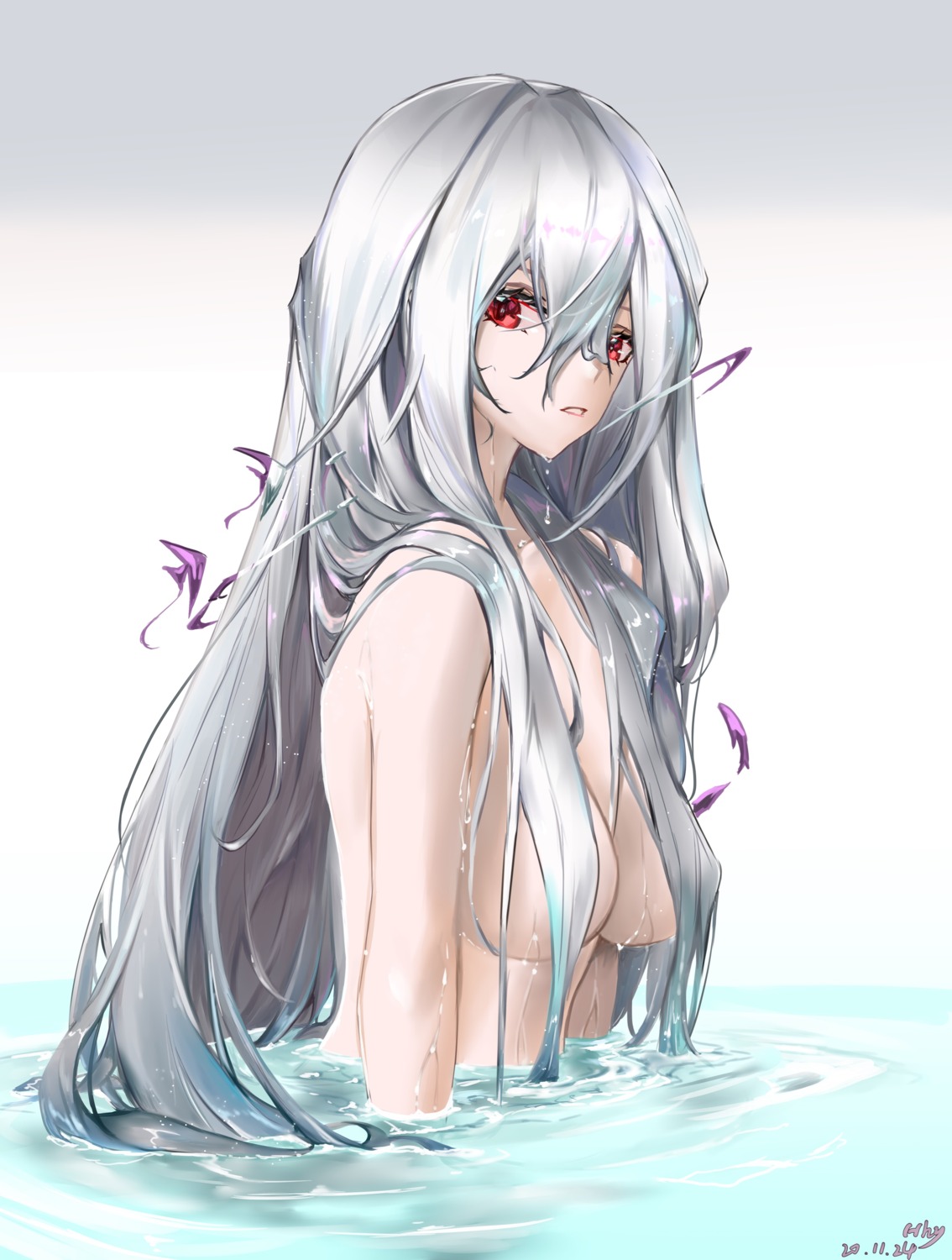 arknights hhy skadi_(arknights) topless wet