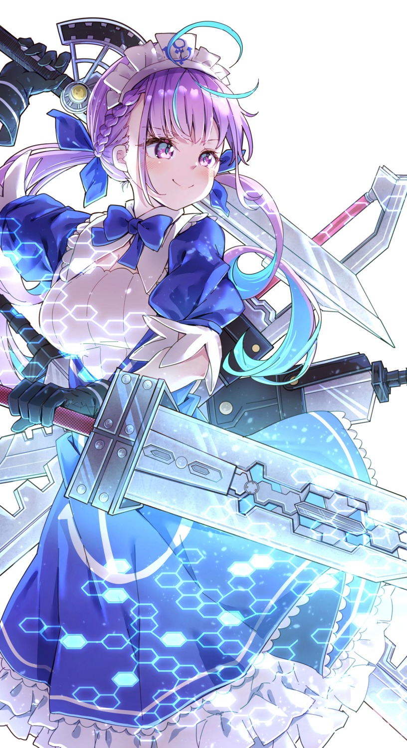 cleavage darjeeling_(reley) hololive maid minato_aqua sword