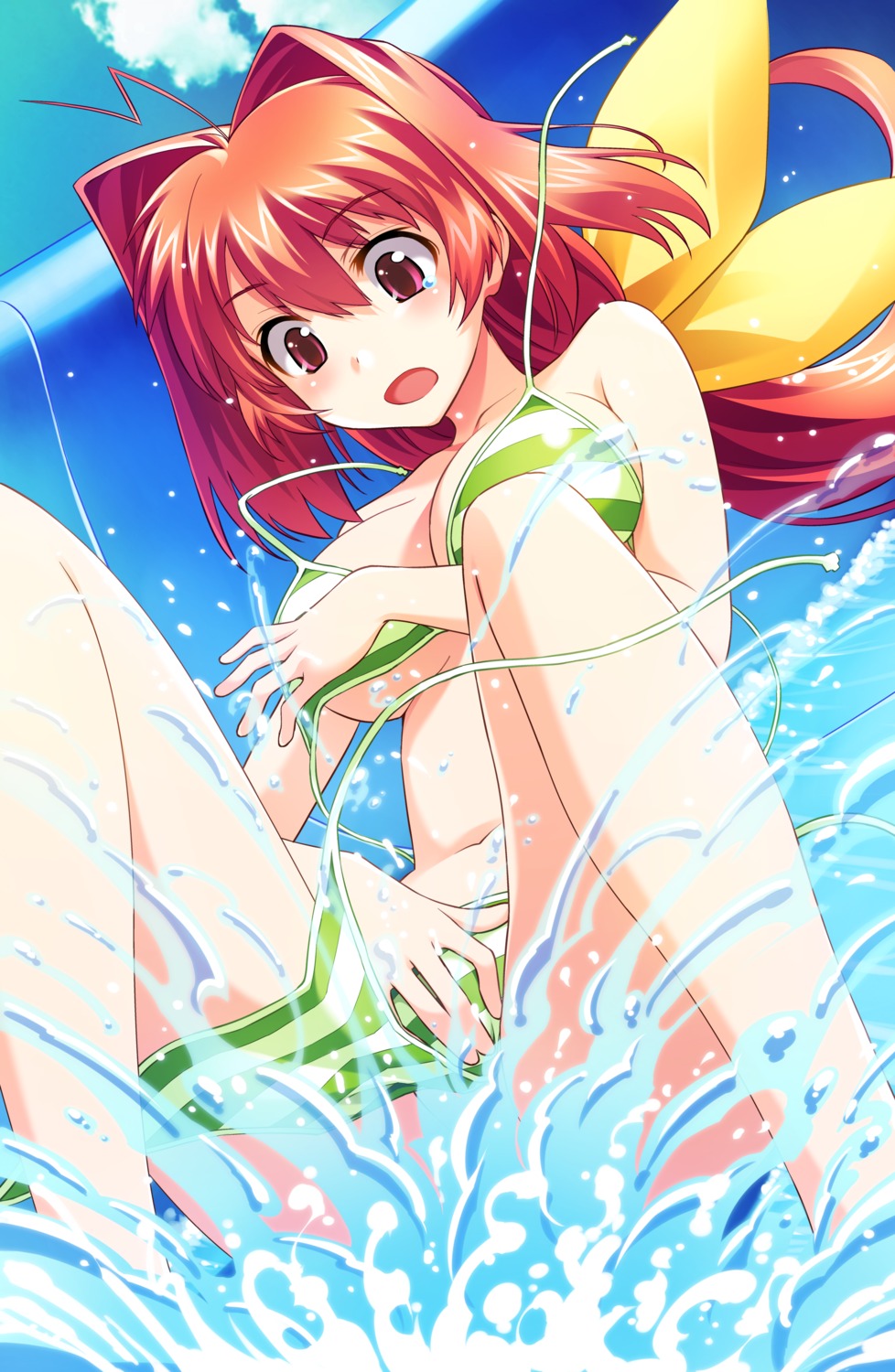 age_(studio) bikini bou breast_hold cleavage kagami_sumika muvluv swimsuits wardrobe_malfunction