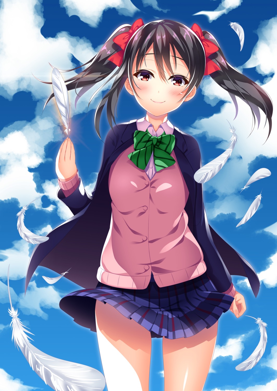 love_live! sayaka_otaku seifuku skirt_lift sweater yazawa_nico