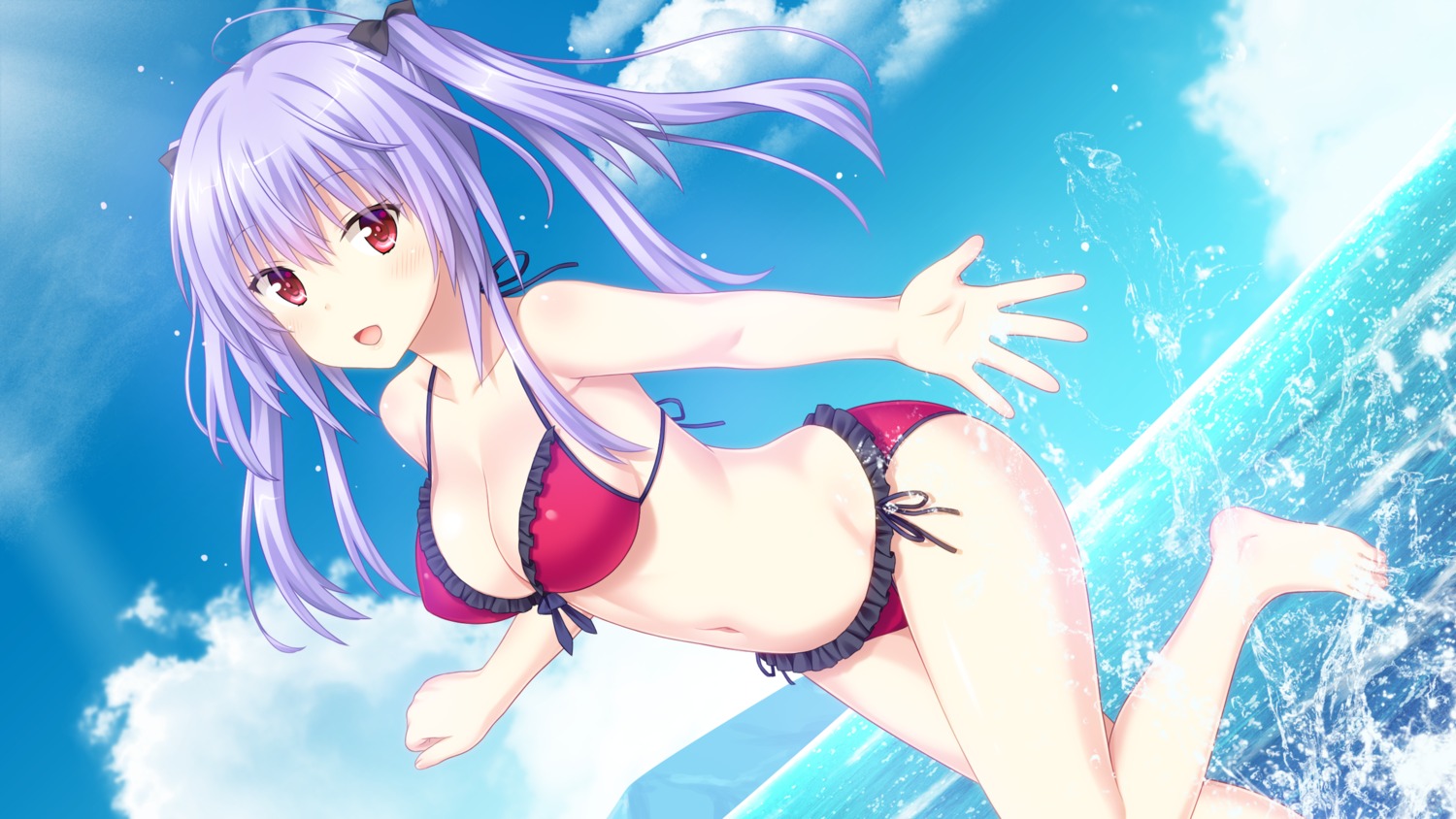 bikini game_cg nekonyan prekano swimsuits tonari_ni_kanojo_no_iru_shiawase_~summer_surprise~ uryuu_koume wet
