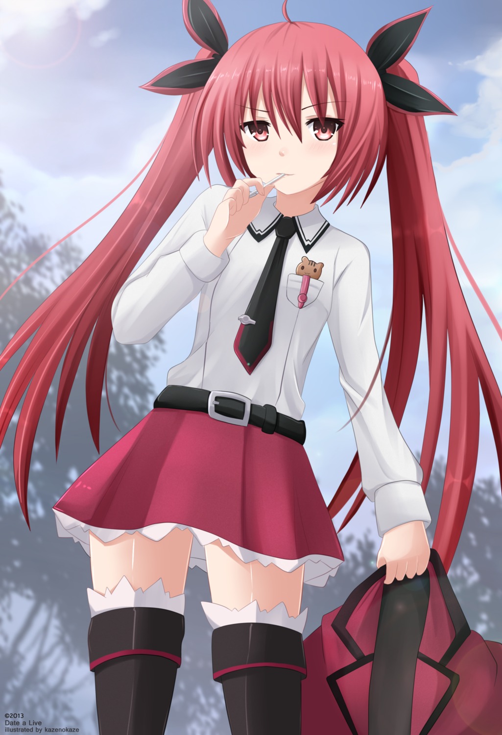 date_a_live itsuka_kotori kazenokaze seifuku thighhighs