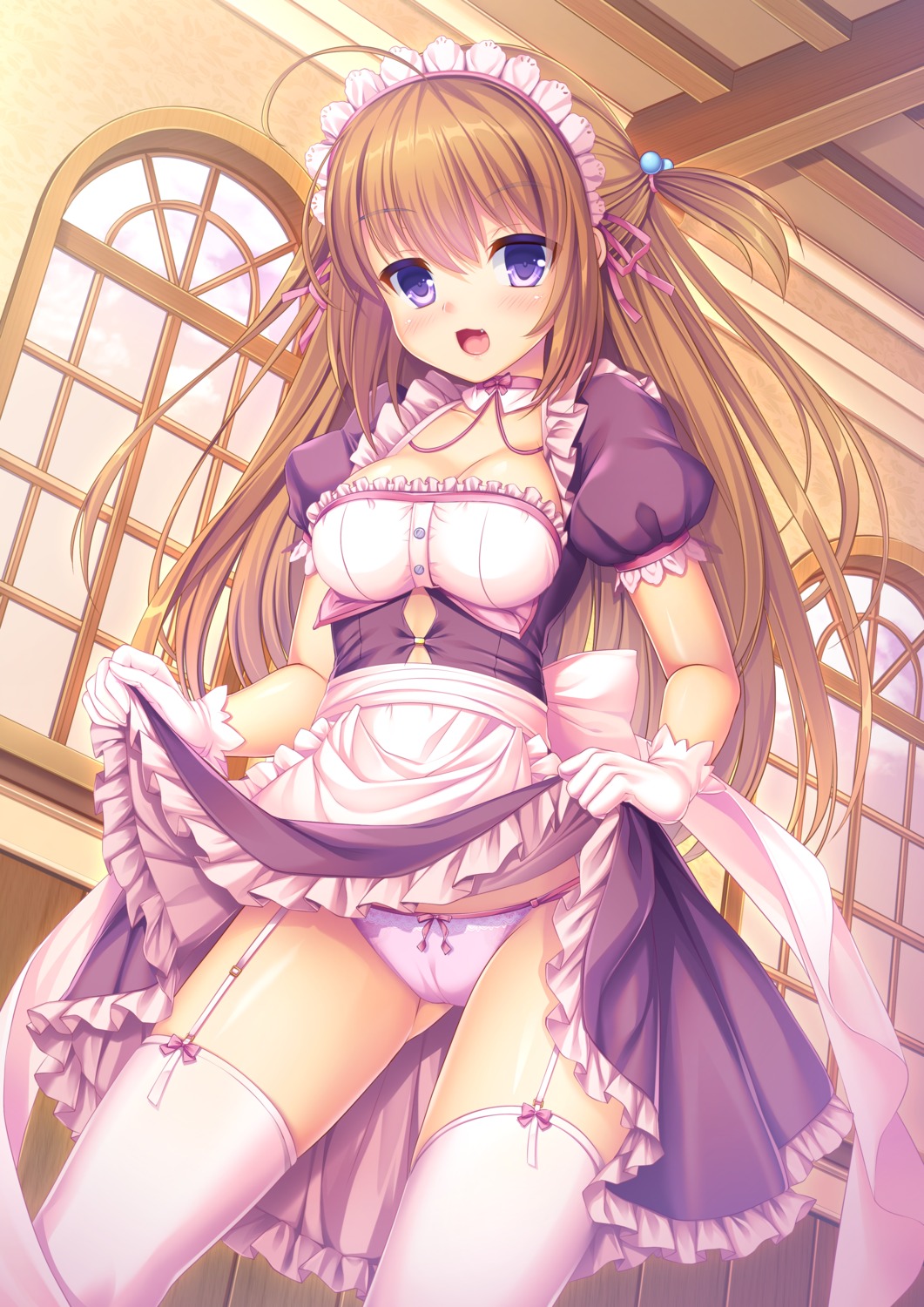 cameltoe maid pantsu skirt_lift stockings thighhighs umitonakai