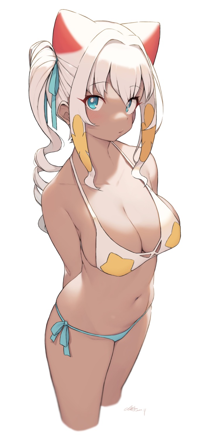 animal_ears bikini cleavage cloba nekomimi swimsuits