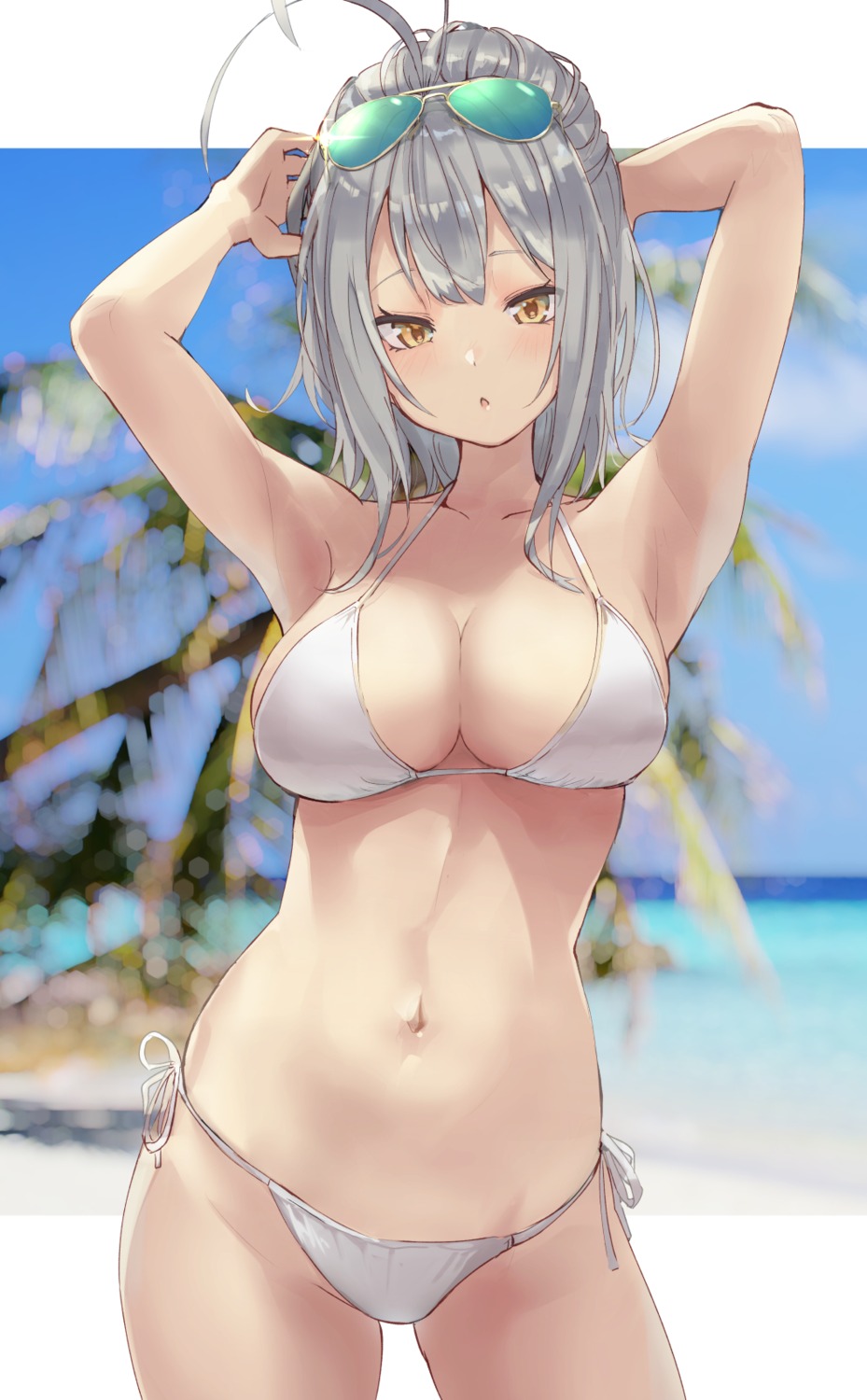 bikini cleavage isegawa_yasutaka megane swimsuits