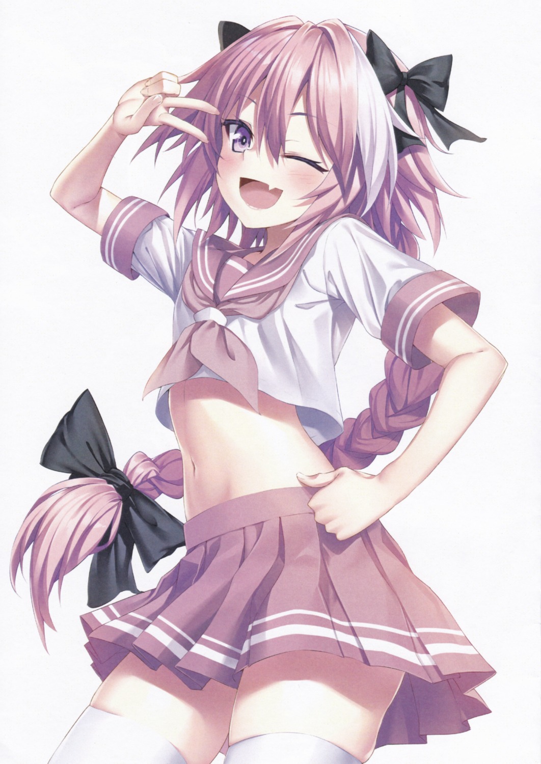 heirou fate/grand order astolfo (fate) seifuku thighhighs trap | #513631 |  