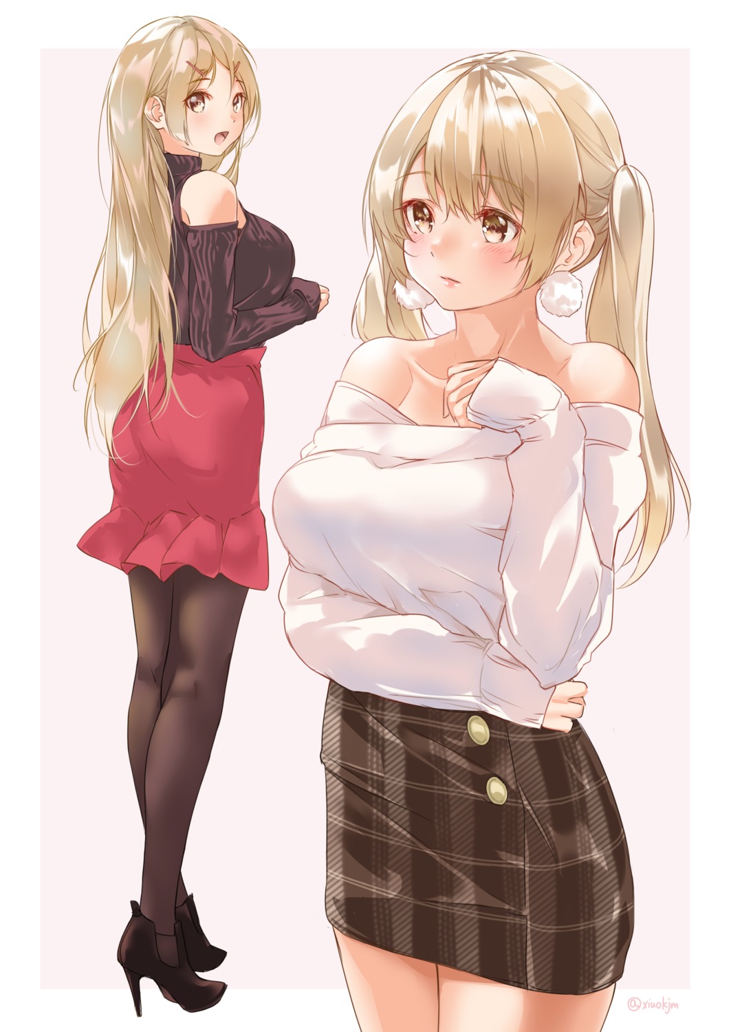 ass heels koji_(kojikojimdw) pantyhose sweater