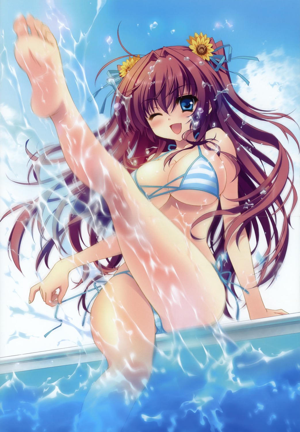 alma asakura_karen bikini cleavage crease cube_(artist) feet kimi_to_boku_to_eden_no_ringo swimsuits