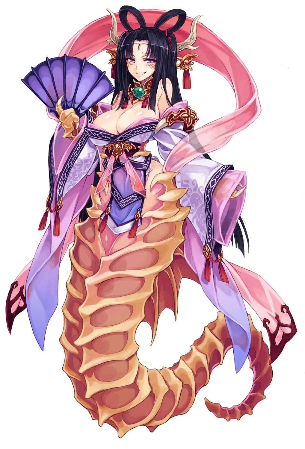 asian_clothes horns kenkou_cross monster_girl monster_girl_encyclopedia otohime_(monster_girl_encyclopedia) tail