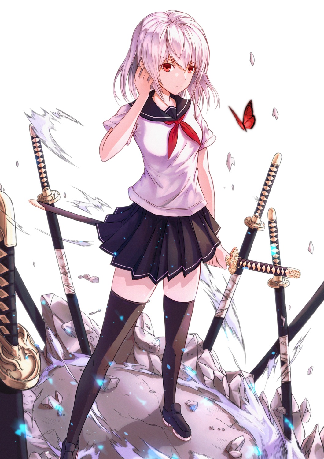 neon_(hhs9444) seifuku sword thighhighs