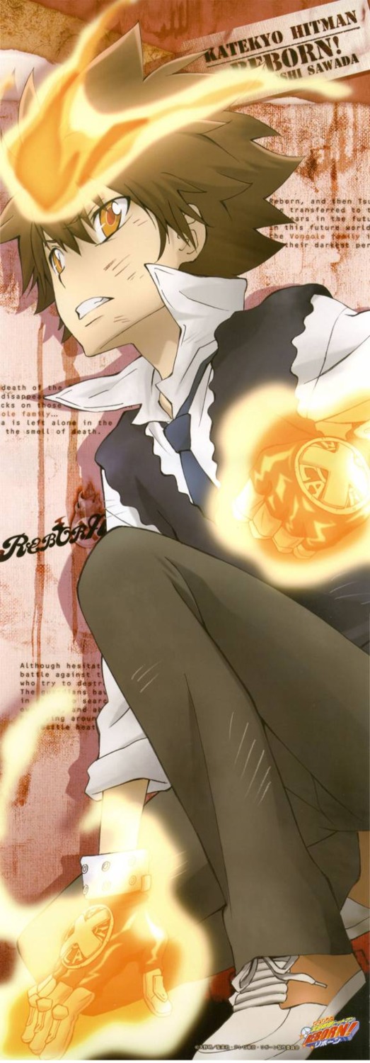 jpeg_artifacts katekyo_hitman_reborn! male sawada_tsunayoshi stick_poster