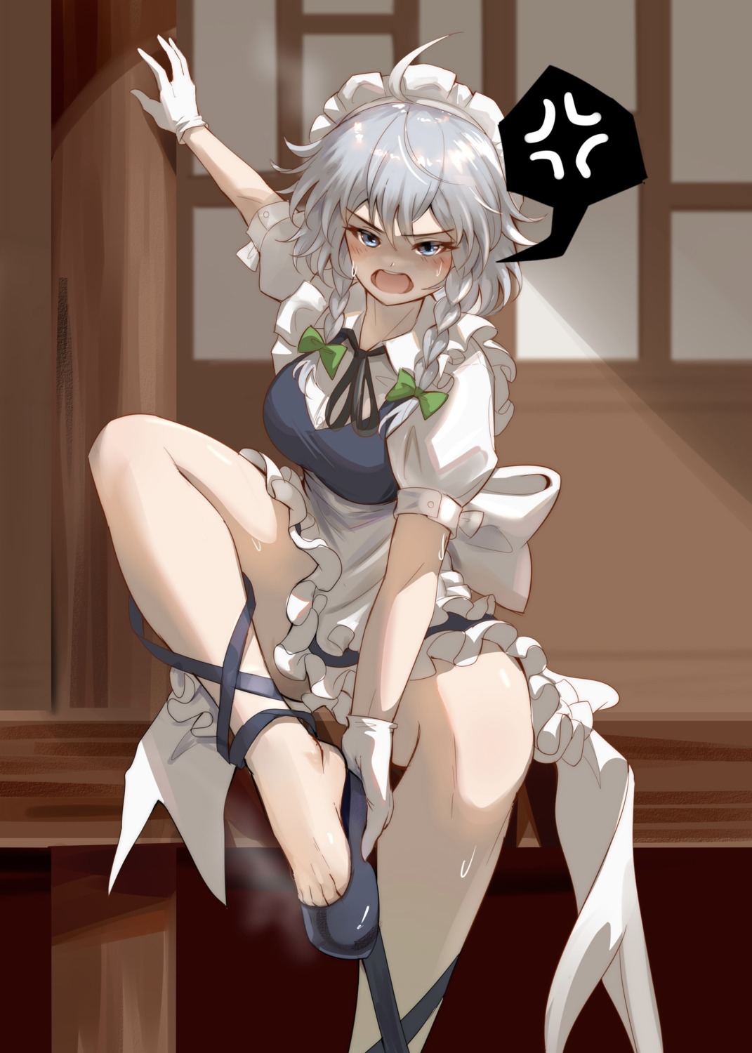 edz_drawz izayoi_sakuya maid skirt_lift touhou