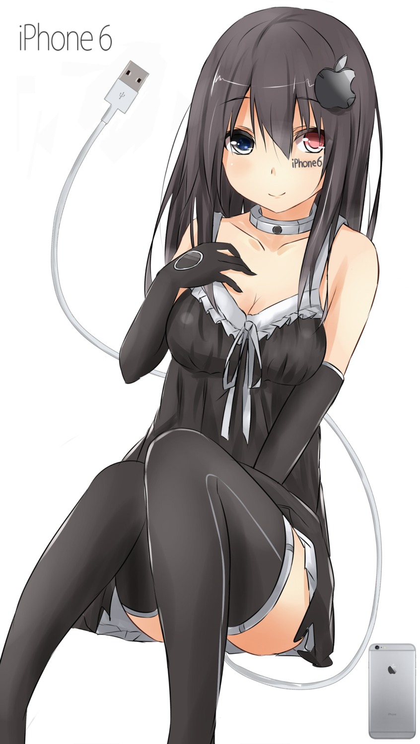 anthropomorphization heterochromia iphone lingerie saku_(kudrove) tattoo thighhighs