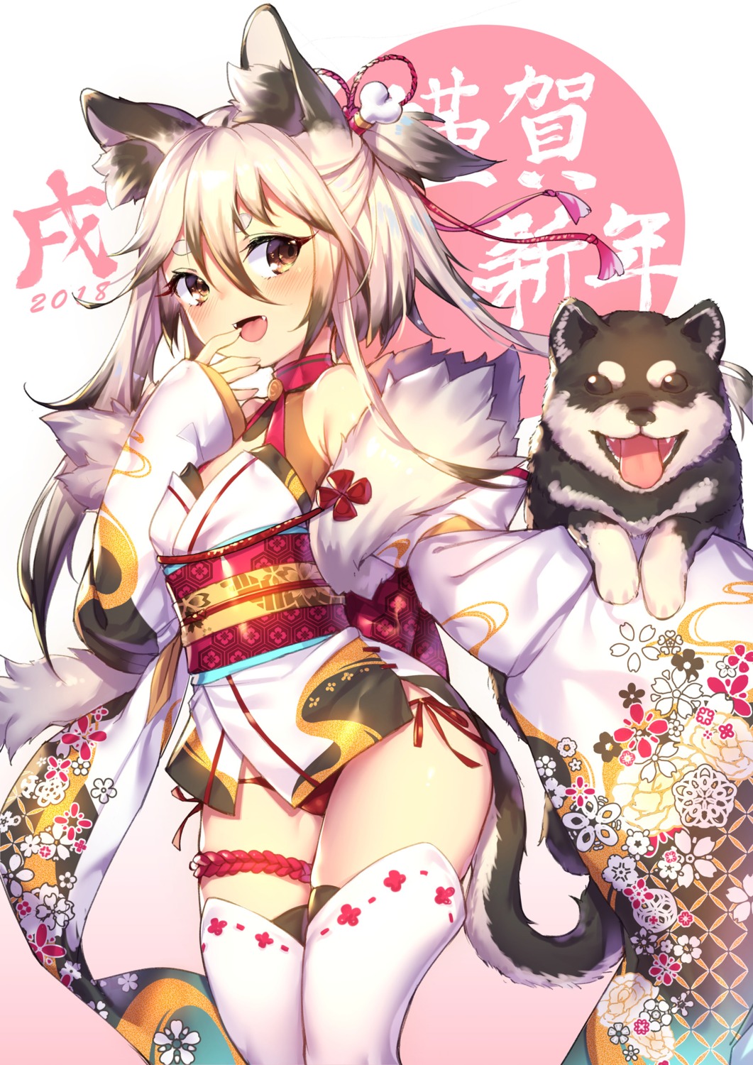 animal_ears garter japanese_clothes pantsu shennai_misha string_panties tail thighhighs