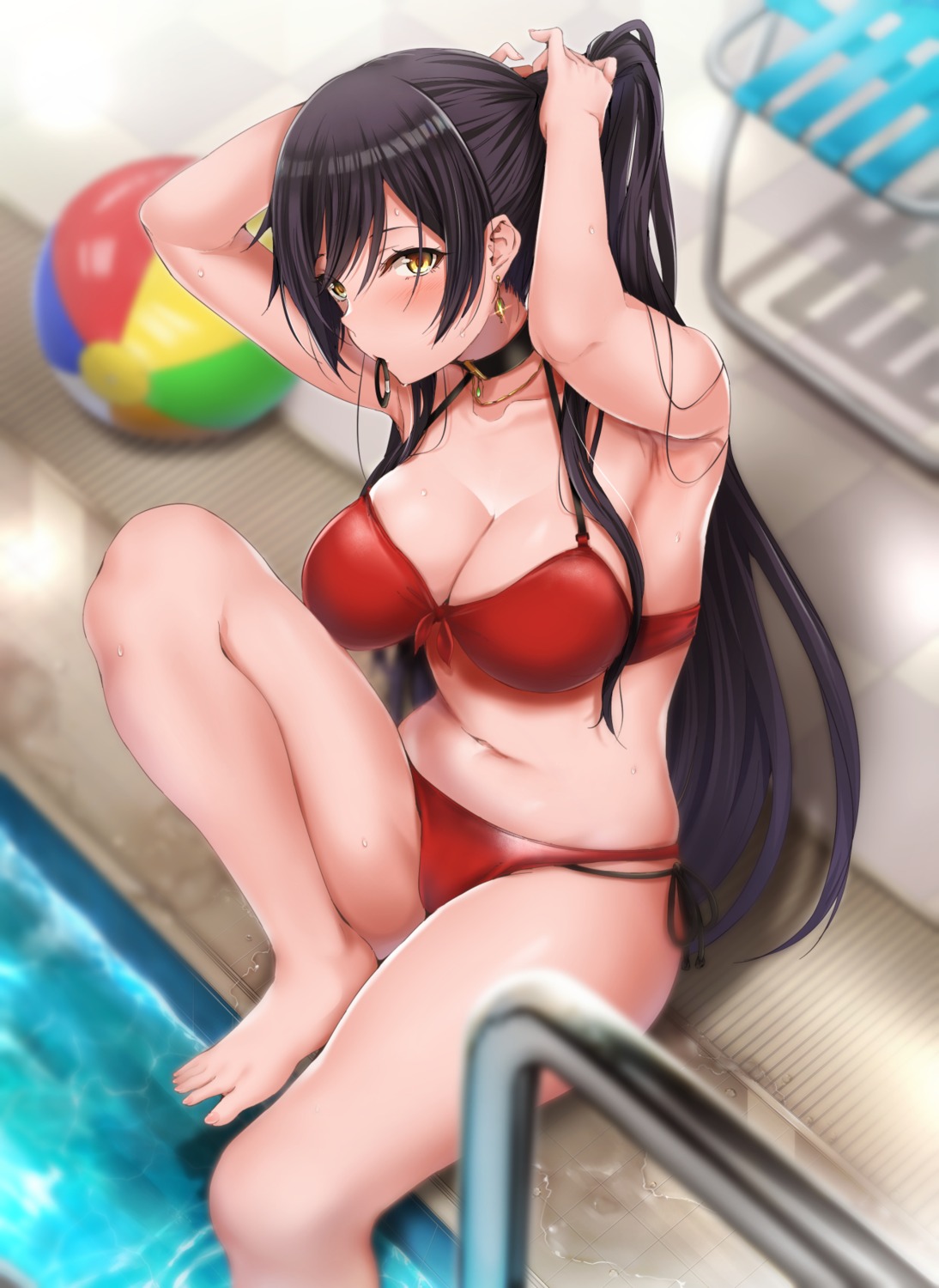 amagasa_ikuta bikini cleavage shirase_sakuya swimsuits the_idolm@ster the_idolm@ster_shiny_colors wet