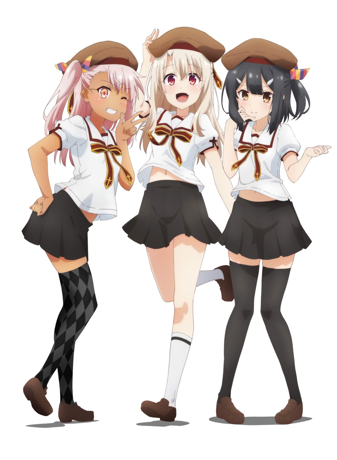 chloe_von_einzbern fate/kaleid_liner_prisma_illya fate/stay_night illyasviel_von_einzbern miyu_edelfelt seifuku thighhighs