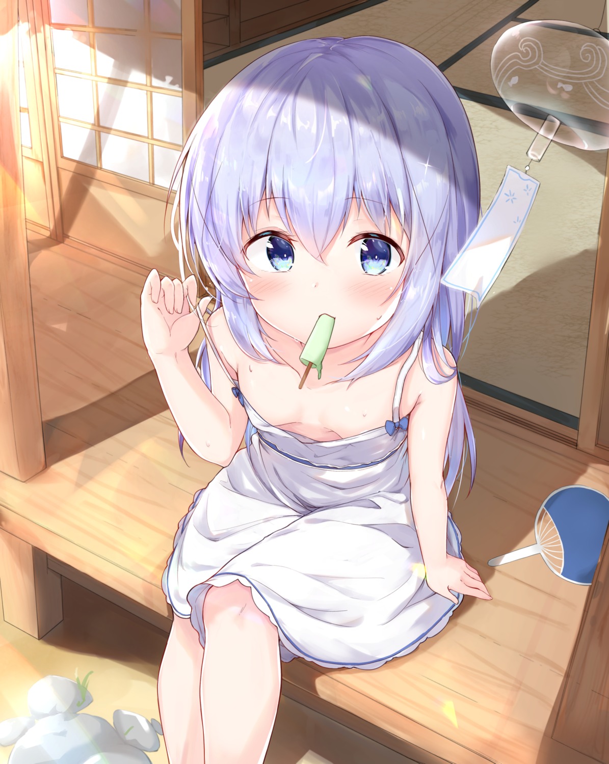 artist_revision cleavage dress gochuumon_wa_usagi_desu_ka? kafuu_chino loli no_bra summer_dress tiguruvurumudo_vuorun undressing