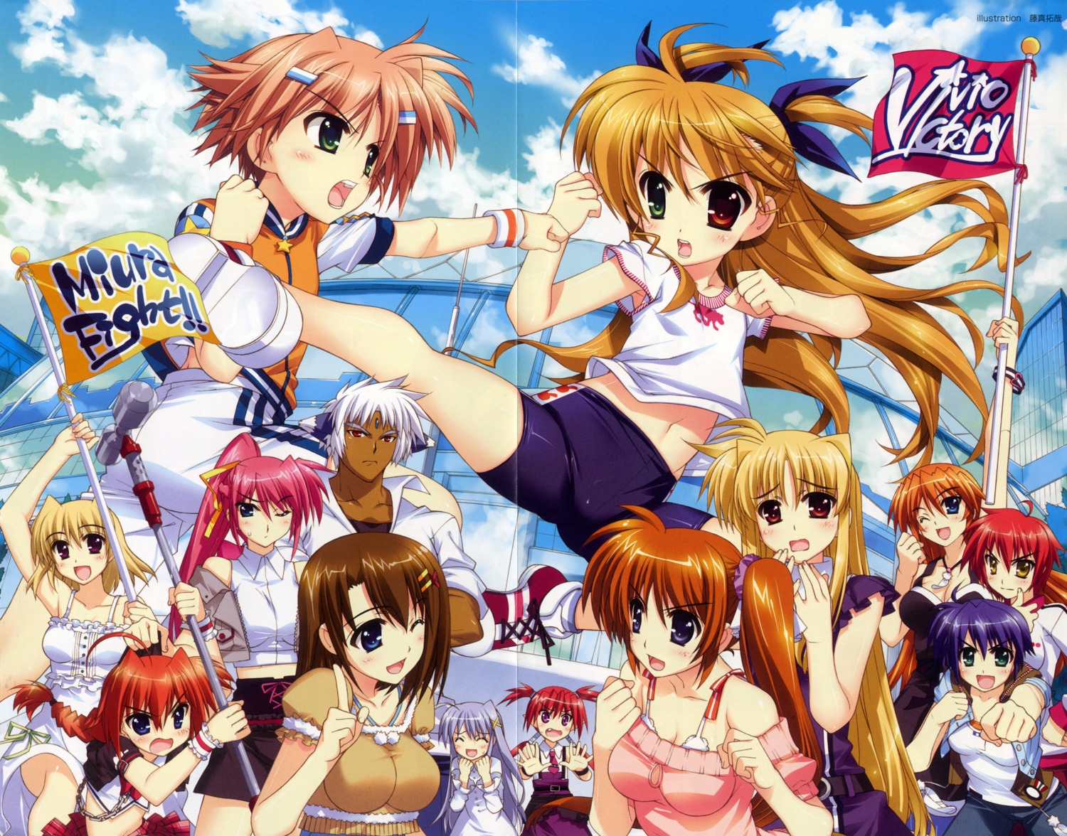 agito bike_shorts cleavage fate_testarossa fujima_takuya mahou_shoujo_lyrical_nanoha mahou_shoujo_lyrical_nanoha_vivid miura_rinaldi reinforce_zwei shamal signum subaru_nakajima takamachi_nanoha teana_lanster vita vivio yagami_hayate zafira