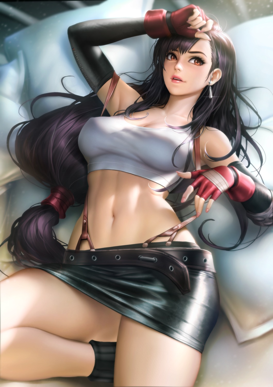 cleavage final_fantasy final_fantasy_vii nudtawut_thongmai skirt_lift tifa_lockhart