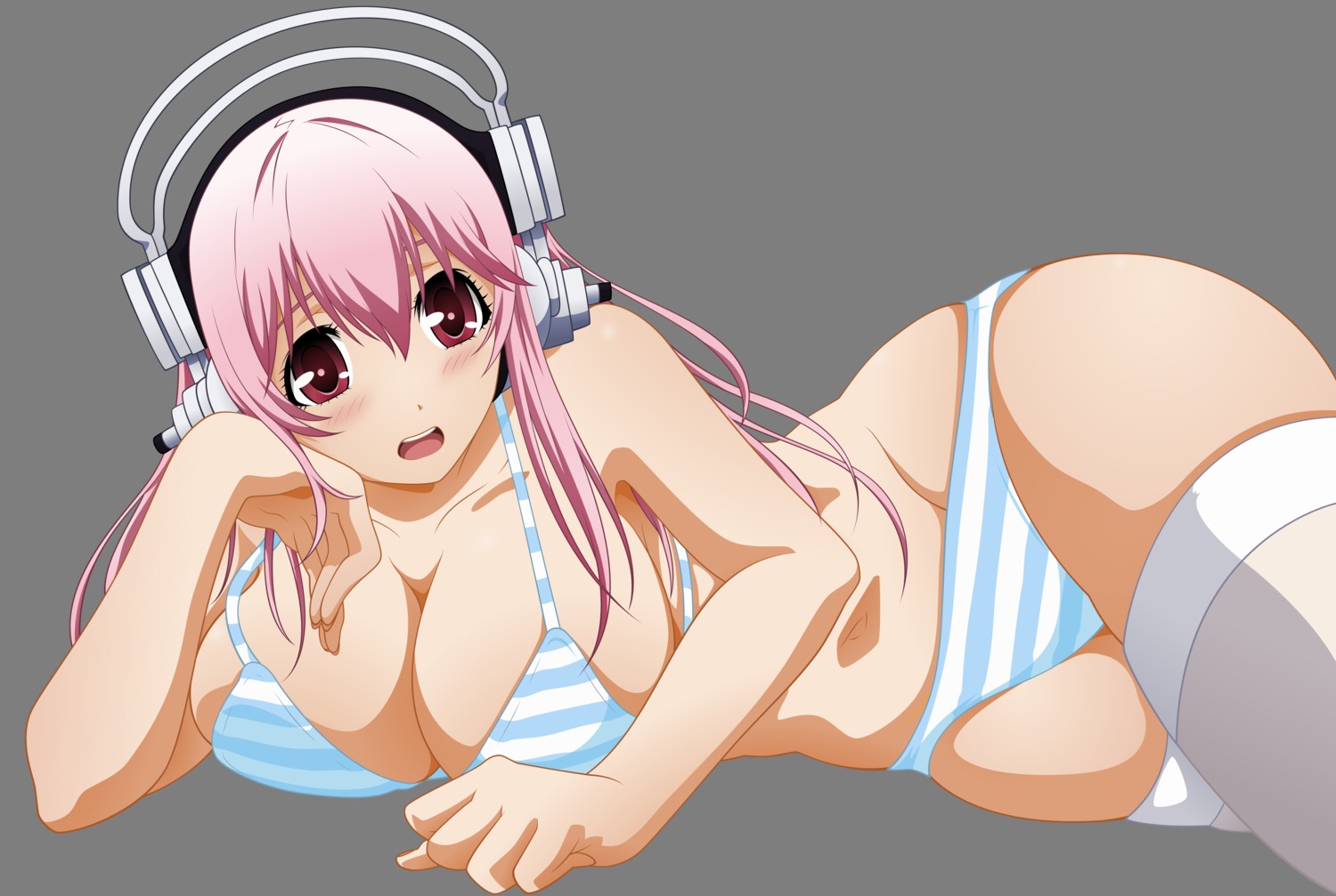 bikini cleavage headphones sonico super_sonico swimsuits thighhighs transparent_png vector_trace